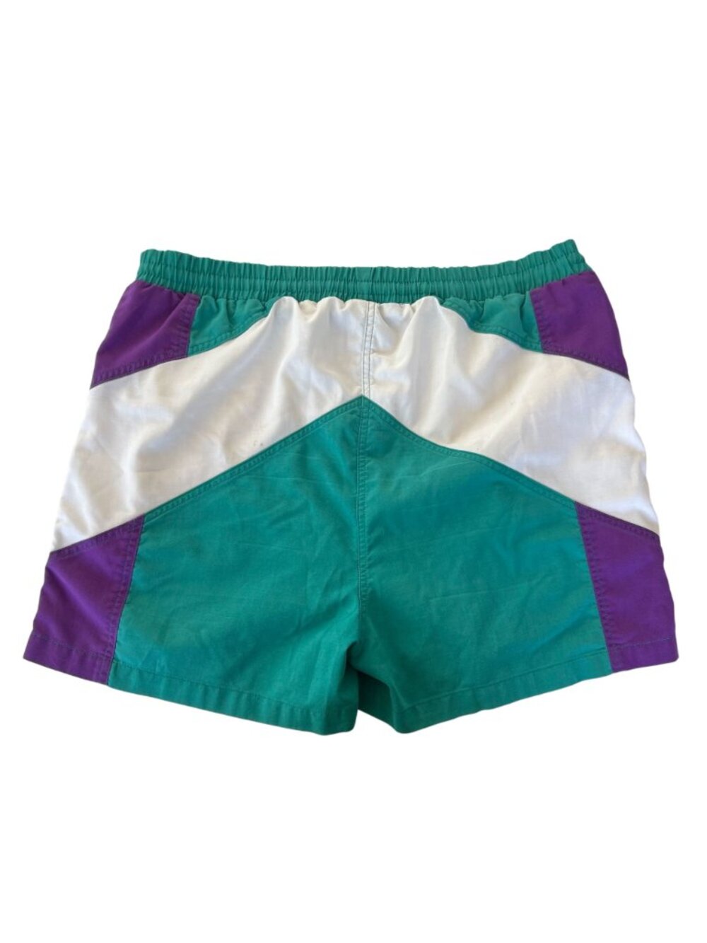 Mens Vintage Colorblock Swim Shorts Medium Purple Green Alan Flusser Sport - Picture 3 of 10